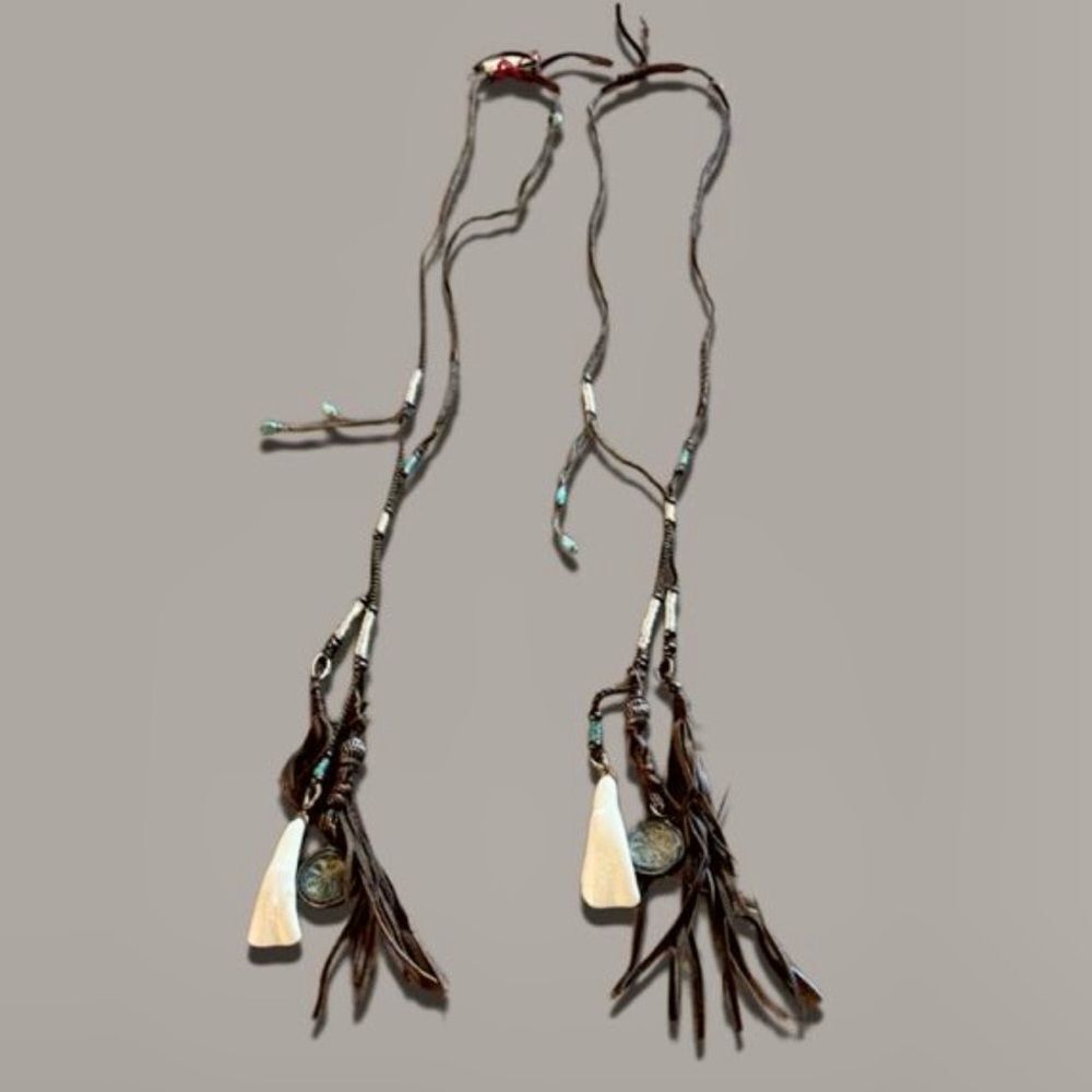 NWT Johnny Was Bohemian Leather Pendant Tassel Statement Necklace - Picture 12 of 16